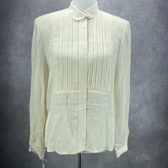 Vintage 80/90s Carlisle 100% Silk Pleated Front Women's Sz 6 Blouse Top READ NWT - Picture 1 of 13